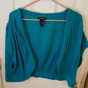 Turquoise sweater shrug; never worn